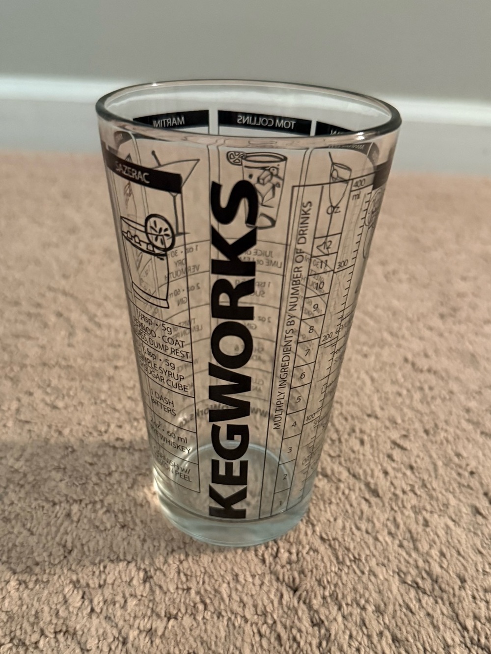 KegWorks | Clear Glass Cocktail Recipe Mixing Glass | 16 Oz